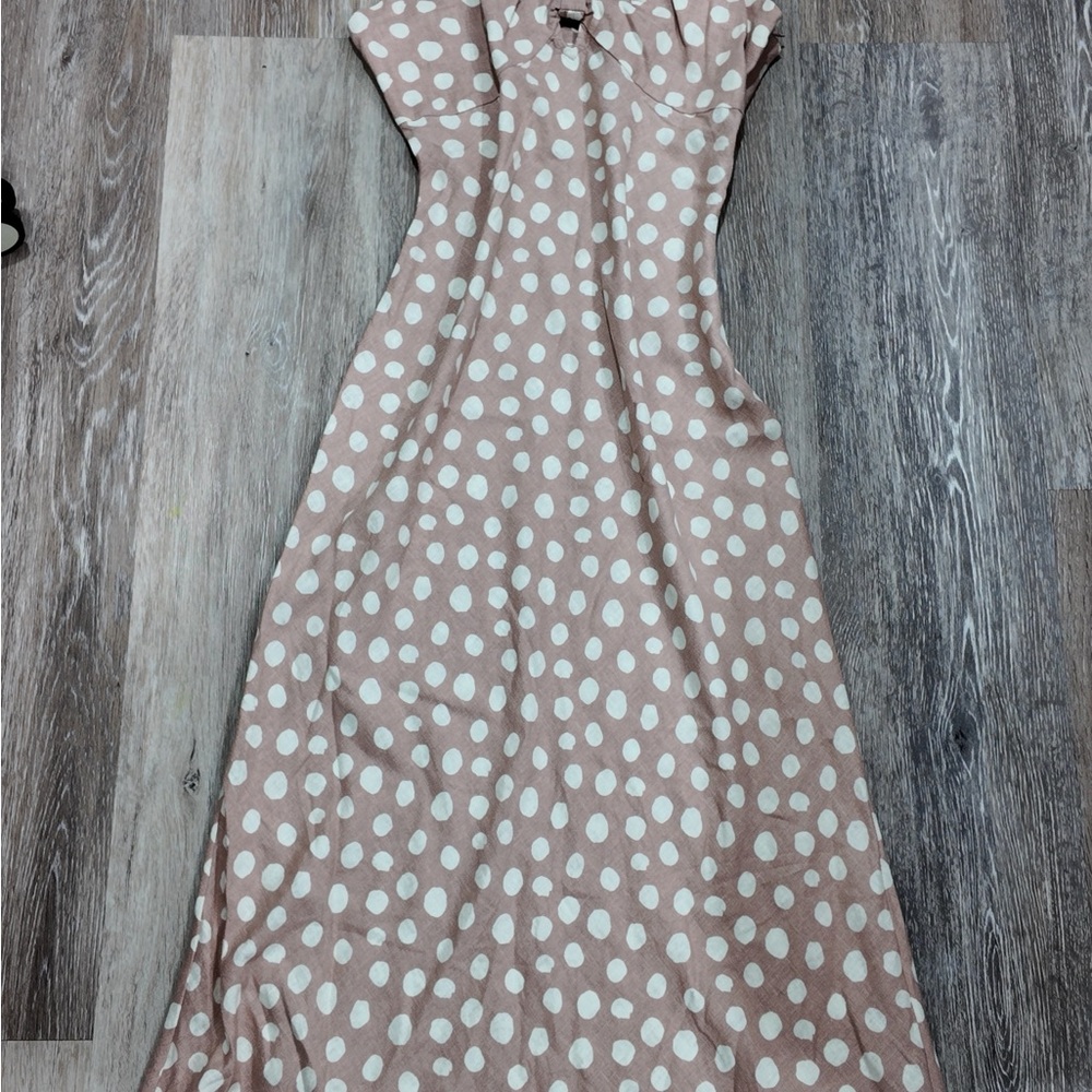 Forever 21 Blush Pink Polka Dot Sleeveless Maxi Dress